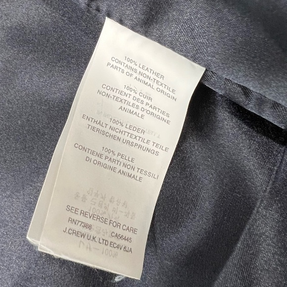 J crew collection navy blue Leather Moto jacket size 4 - Picture 6 of 7